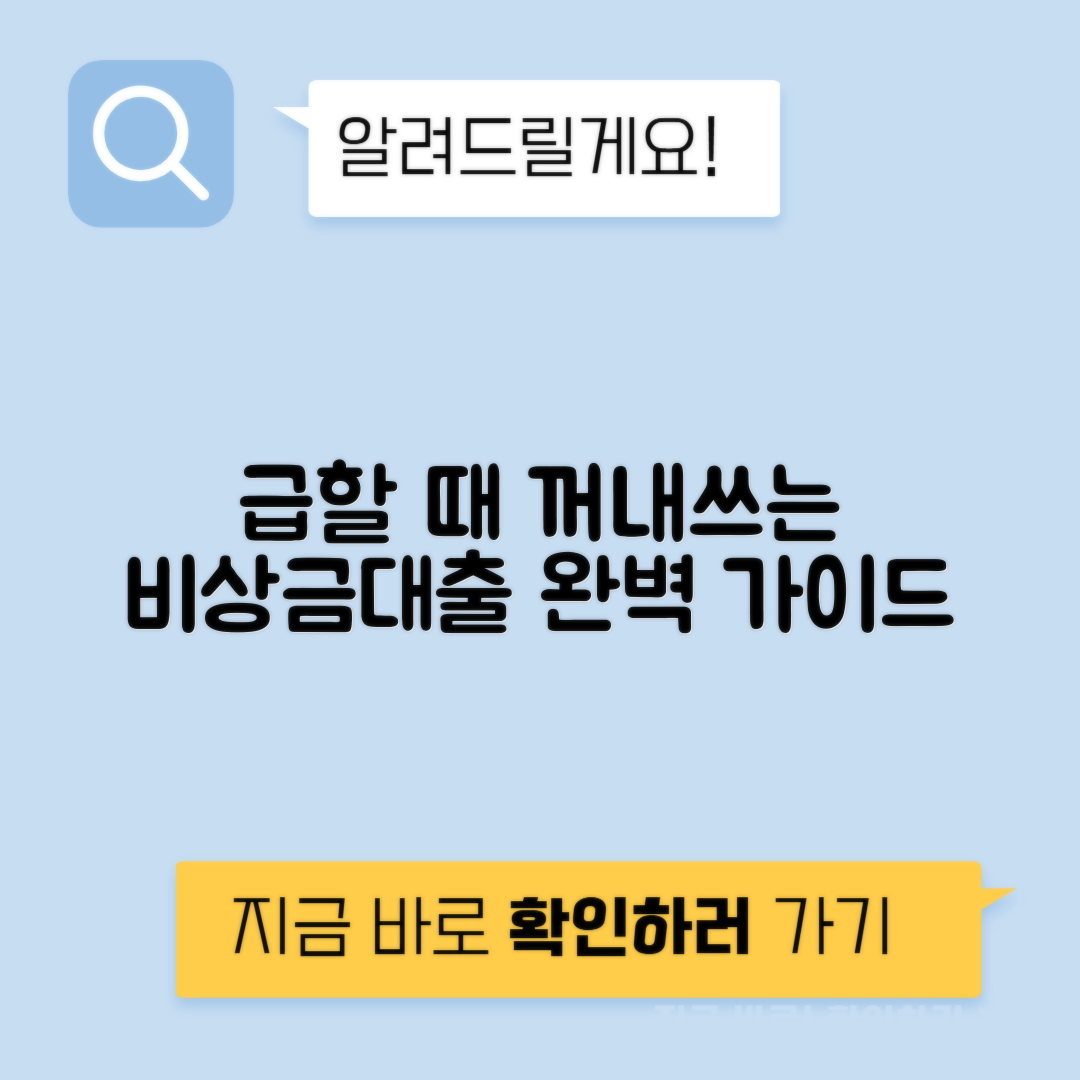 비상금대출 종류와 추천상품 | 상황별 비교