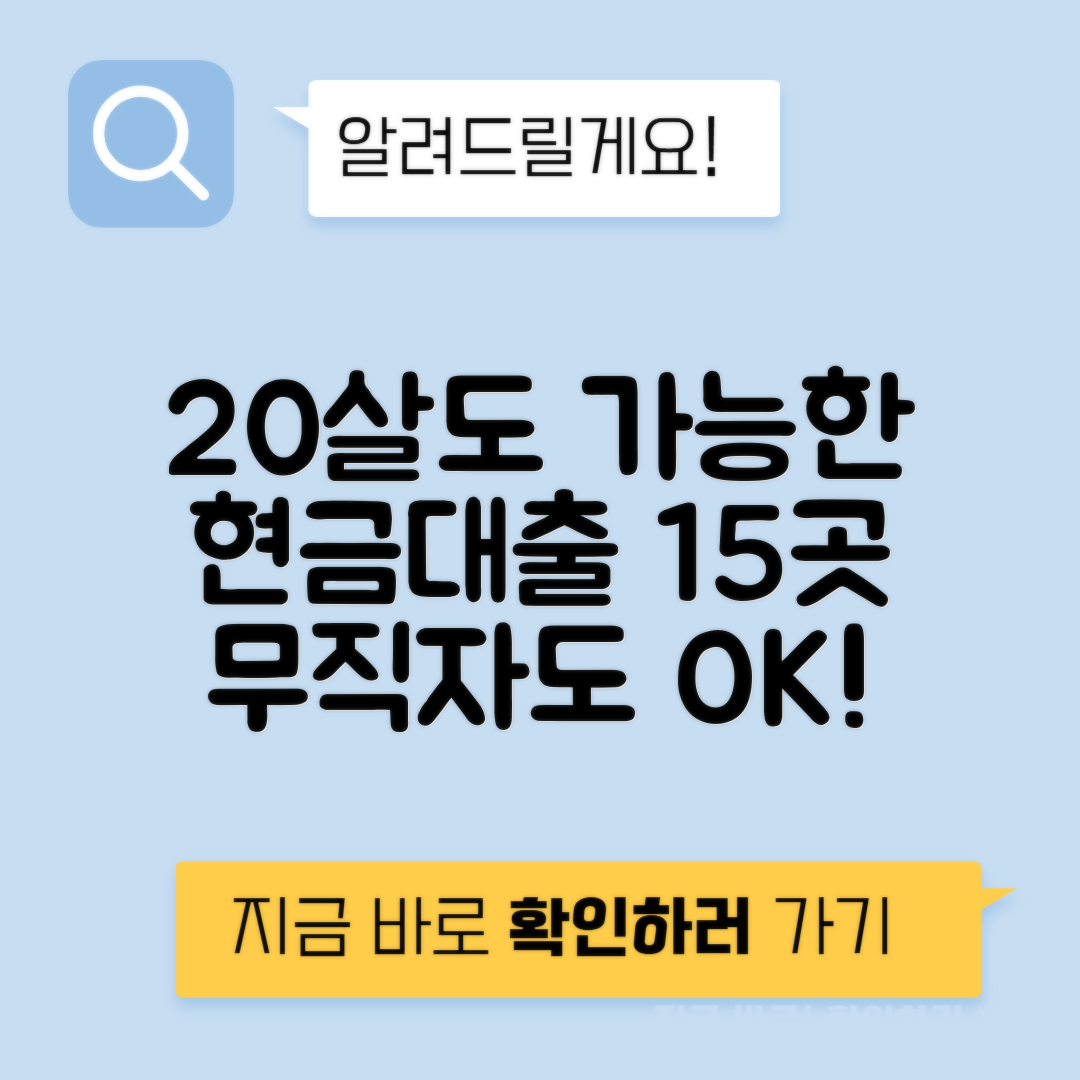 20살 대출 가능한 곳 15곳 추천 | 만21살, 군미필, 무직자 대출 노하우