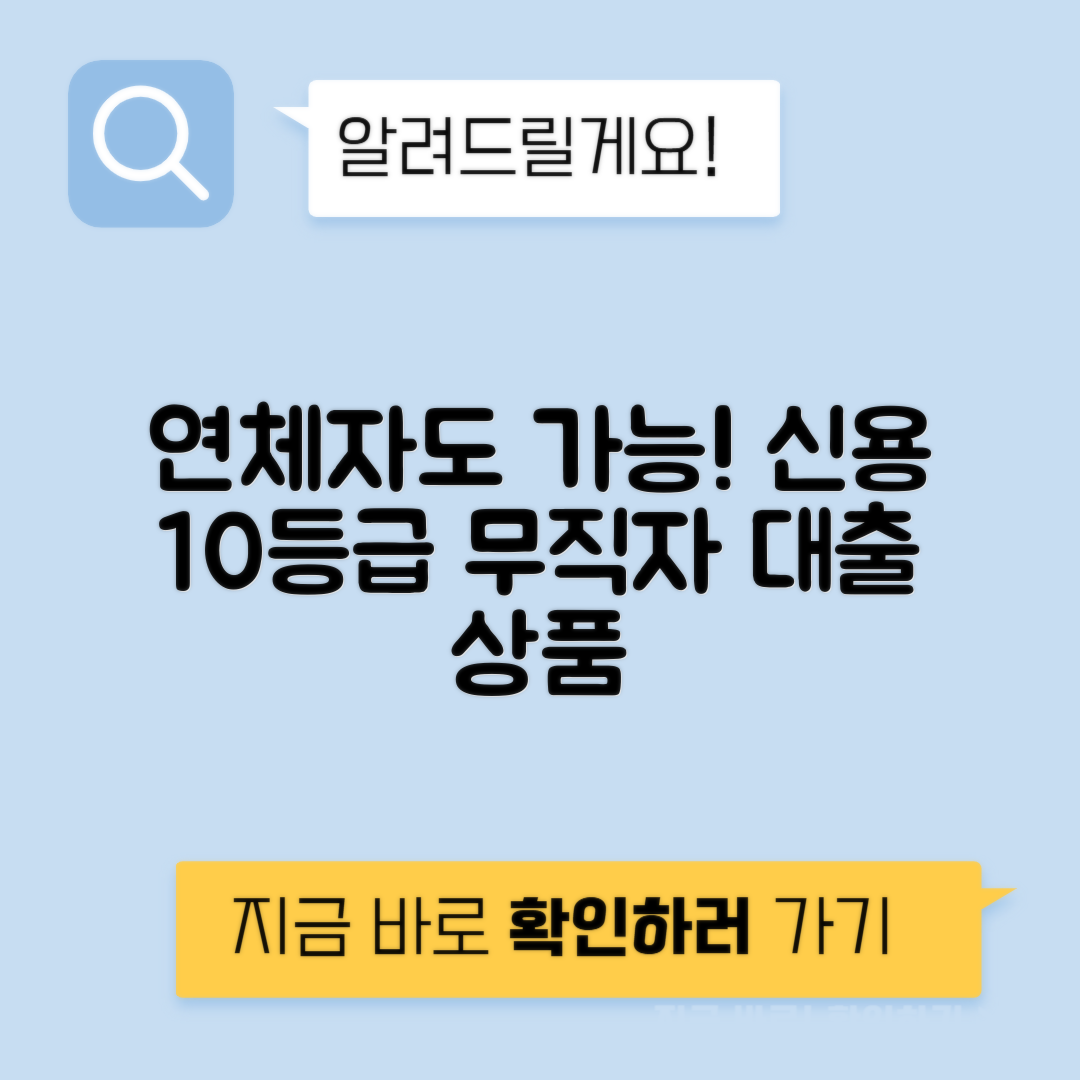 연체자 대출 가능처, 10등급 무직자 필독 상품