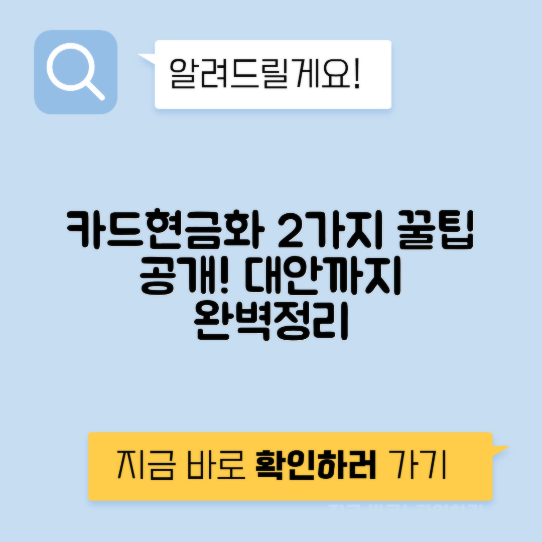 카드 현금화 시키는 2가지 방법 - 3가지 대안