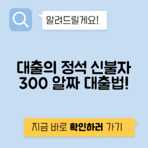 신불자 300대출 가능한 곳 - 신용불량자 대출방법 대출 상품 요약 정리