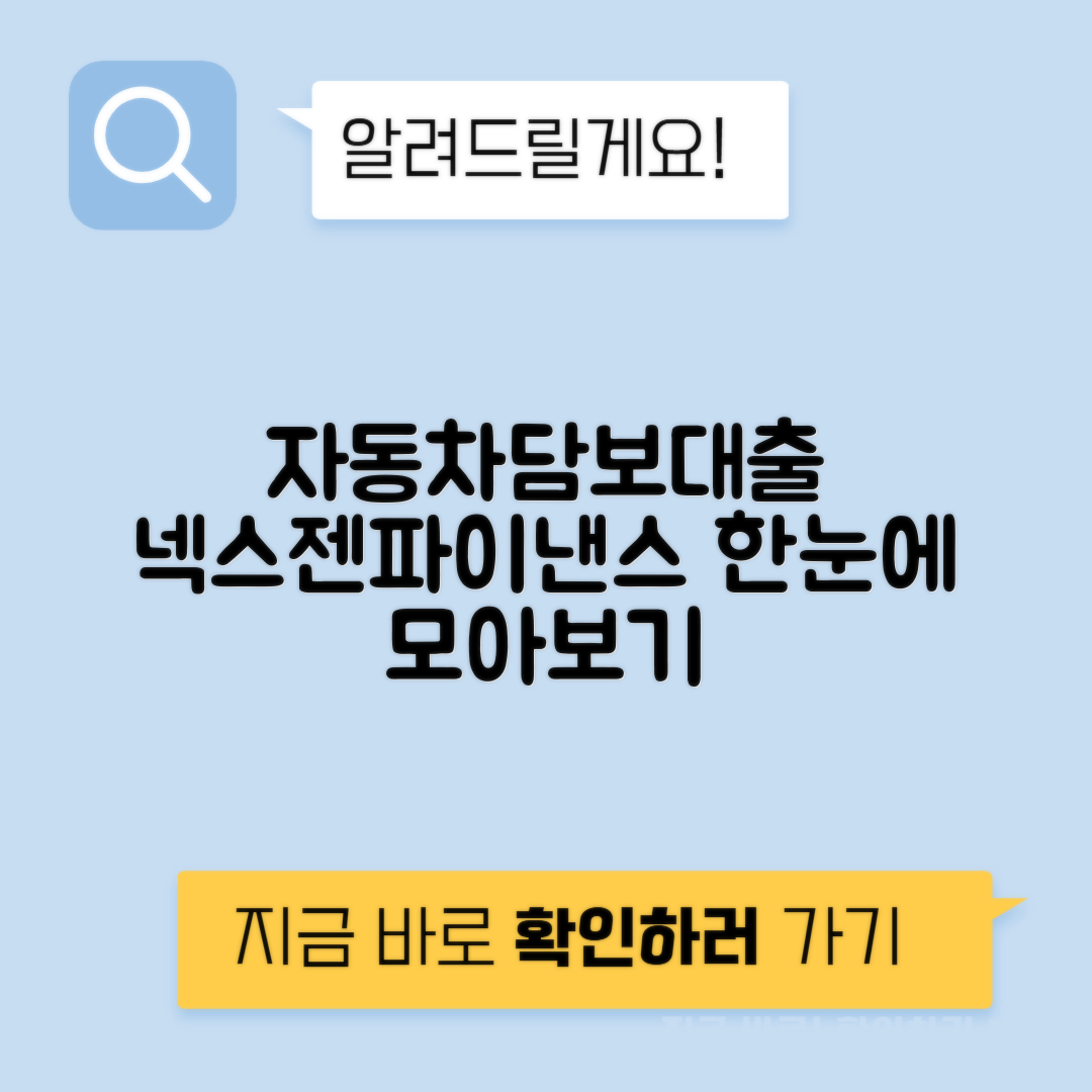 넥스젠파이낸스대부 자동차담보대출 후기와 조건, 신청방법 총정리