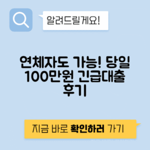 연체자대출로 긴급생계비 100만원 당일대출 후기 공개!