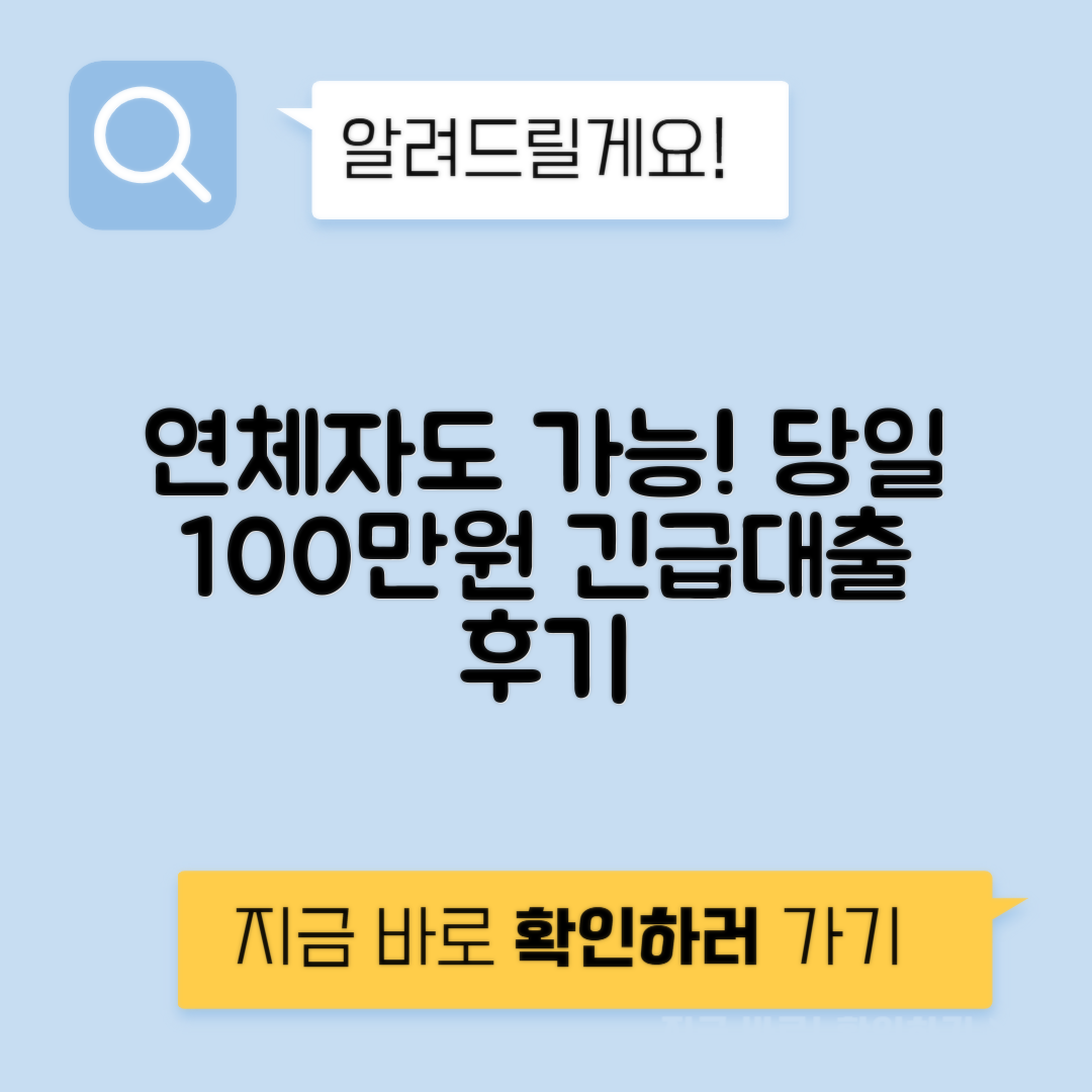연체자대출로 긴급생계비 100만원 당일대출 후기 공개!