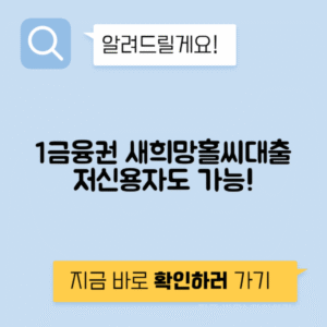 새희망홀씨 대출 1금융권 저신용자 소득 증빙 대체 서류 가능 은행