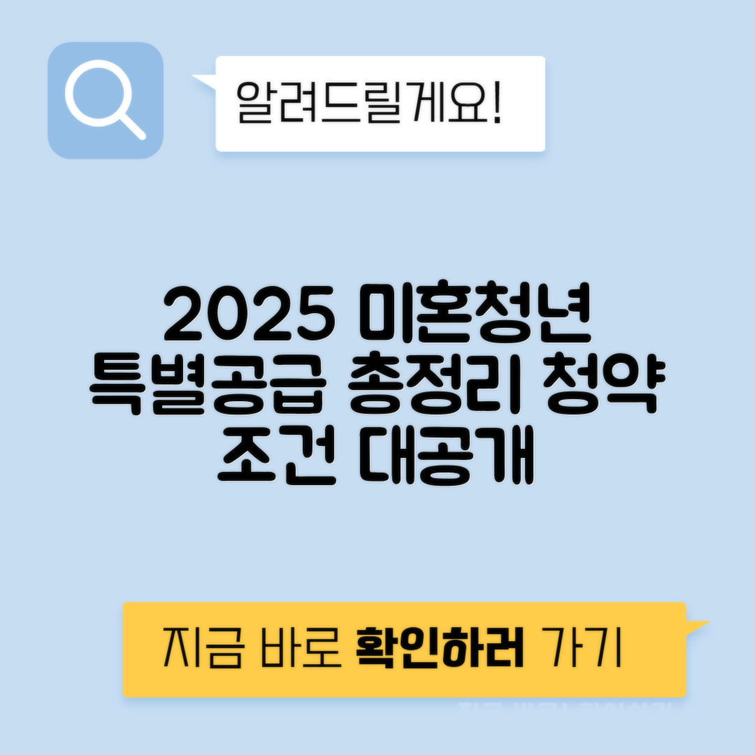미혼청년특별공급 공공분양 계획 - 2025년 청약조건 총정리