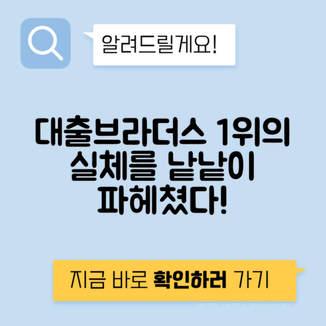 대출브라더스 후기 | 중개플랫폼 1위의 비밀과 장점 공개!