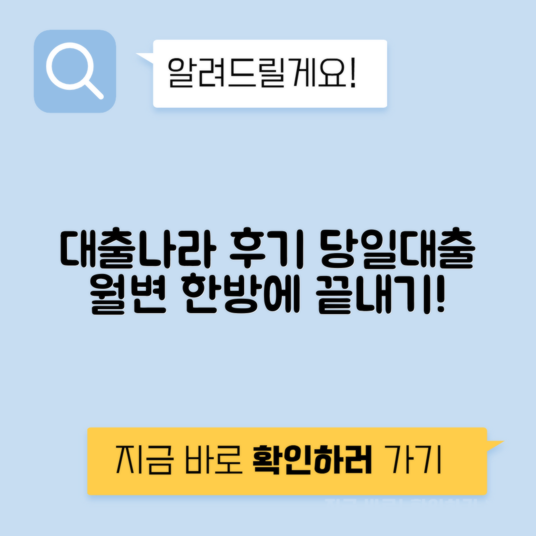 대출나라 후기 | 디시에서 알아보는 비대면 당일대출과 월변 한방에 해결하기!