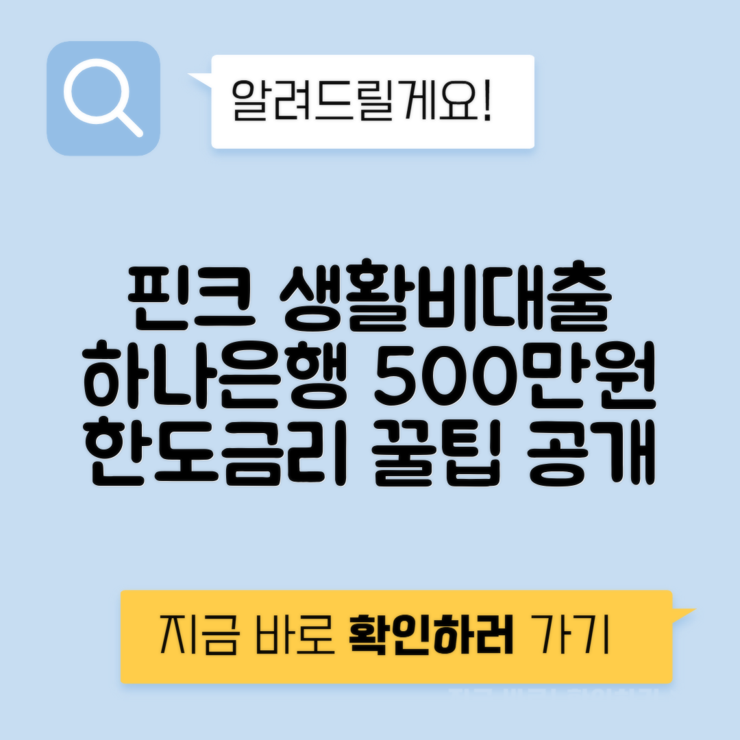 핀크 생활비대출 하나은행 500만원 - 대출 조건 금리 한도 무직자 부결 정리