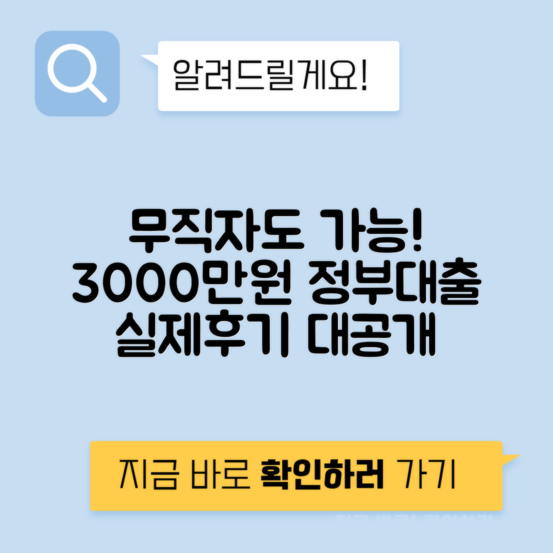 무직자 정부지원 대출로 3000만원까지 받는 법! 실제 후기 공개