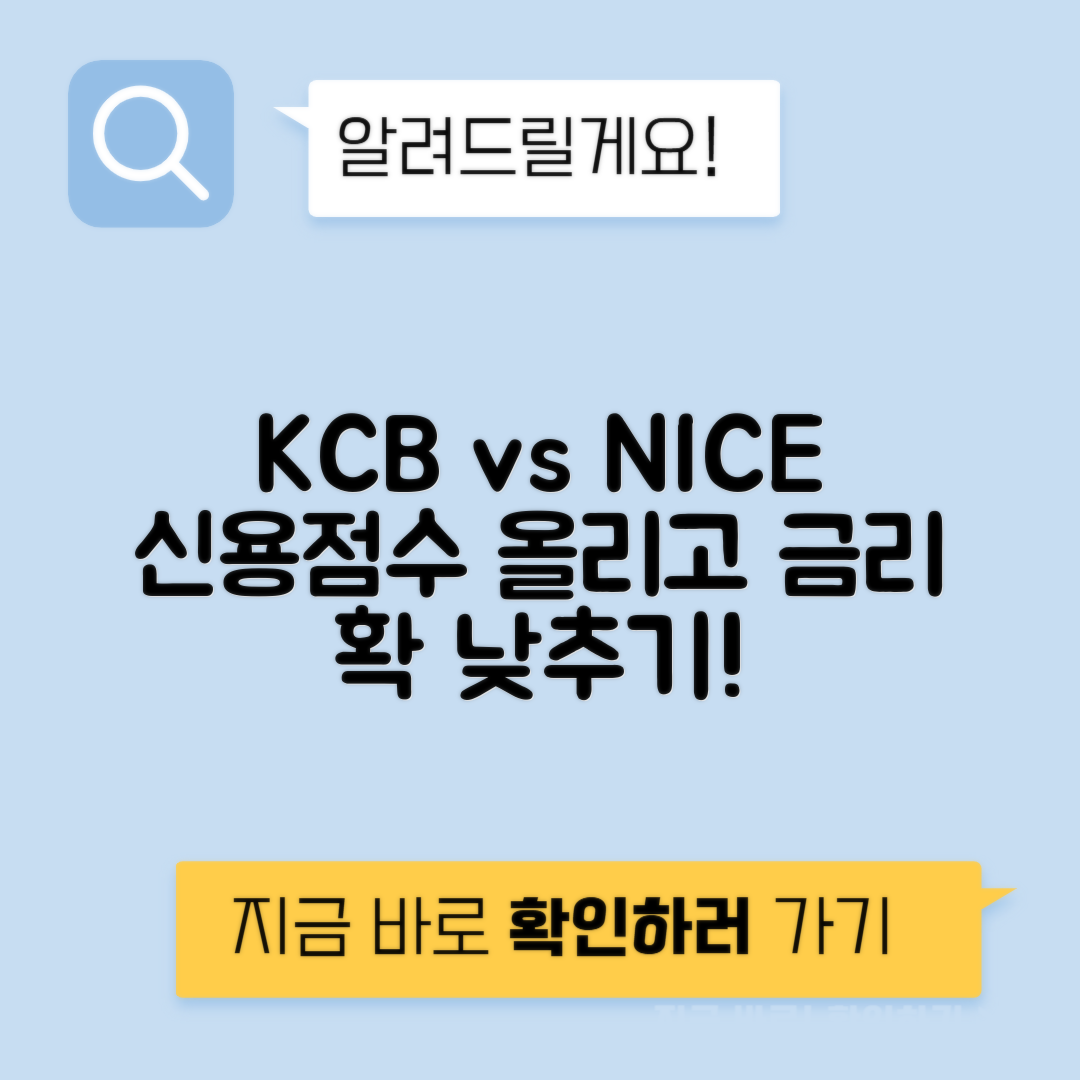 KCB NICE의 차이점 - 신용점수 올리고 대출금리 낮추자