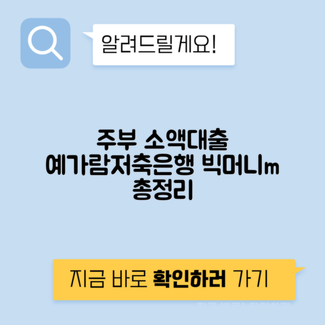 예가람저축은행 주부 소액대출 조건과 빅머니m 이용법 안내