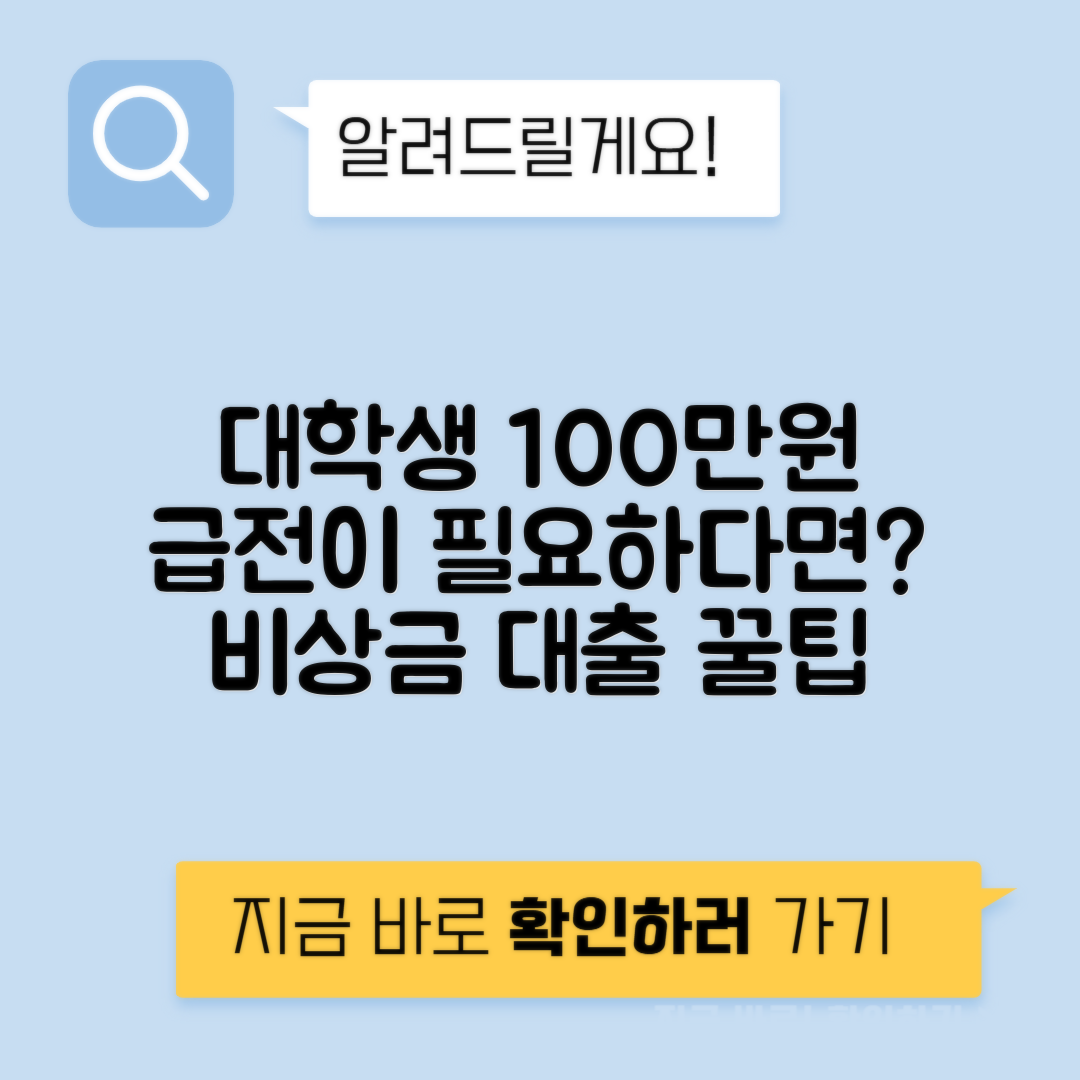 대학생 100만원 비상금대출 | 급한 생활비 마련법