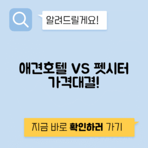 애견 호텔 vs 펫시터 비용 비교