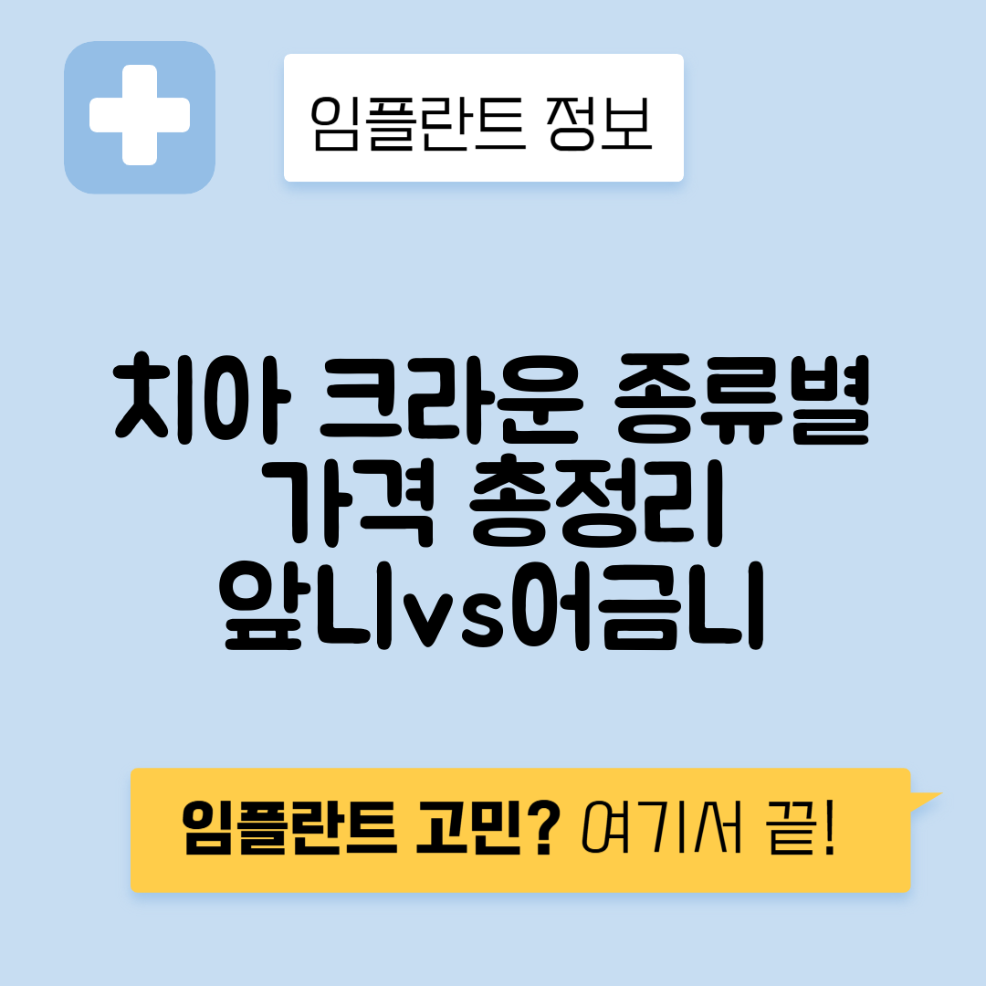 치아 크라운 종류와 가격 안내, 앞니와 어금니 비교