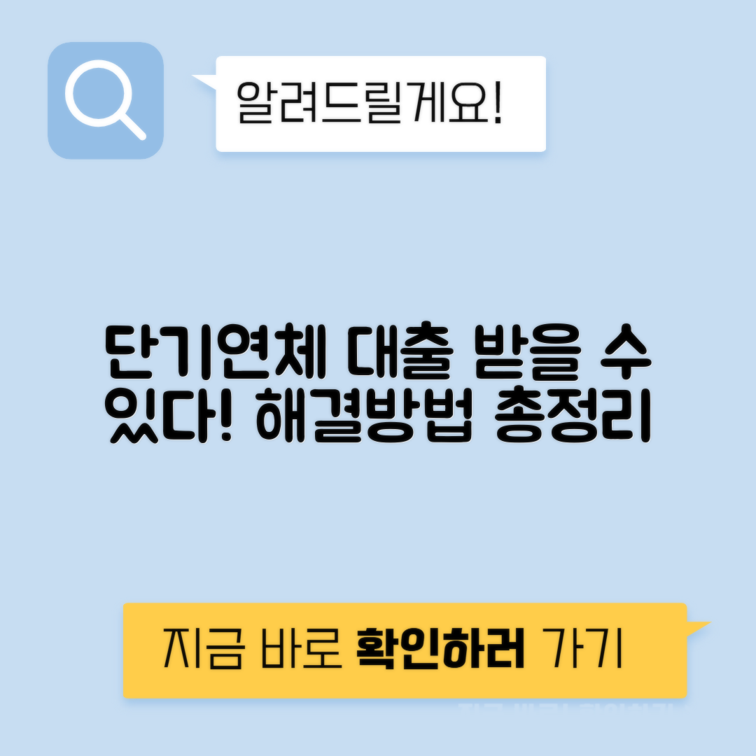 단기 연체자 대출 가능한곳 - 조건과 방법 장기연체자 되기 전 대처법