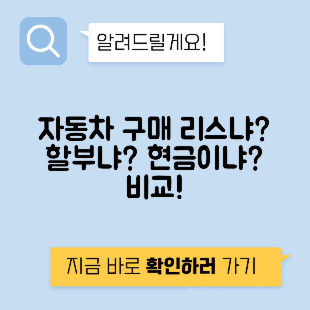 리스 승계 vs 할부 승계 vs 현금 구매 장단점 비용